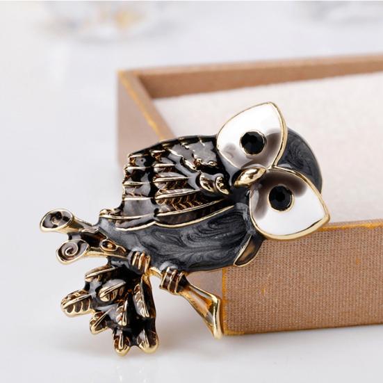 Женская брошь с инкрустацией стразами в виде совы, булавка для одежды, украшения, подарки