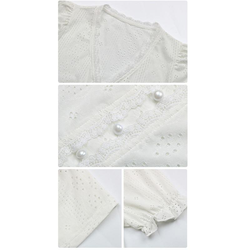 Летние блузки принцессы с пышными рукавами, офисные рубашки с v-образным вырезом и открытыми рукавами, тонкий топ, женская блузка MiuKoMiYa, женская короткая блузка