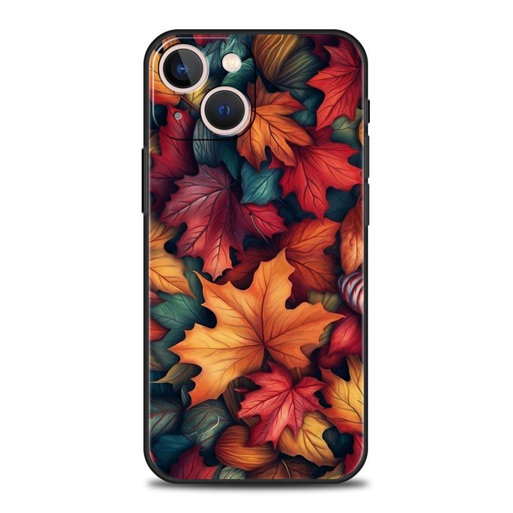 Мультяшный чехол-накладка с листьями для iPhone 17 16 15 14 13 12 Pro Max 11 Pro Max 17 AIR Plus Ударопрочный мягкий ТПУ корпус Fundas Capas