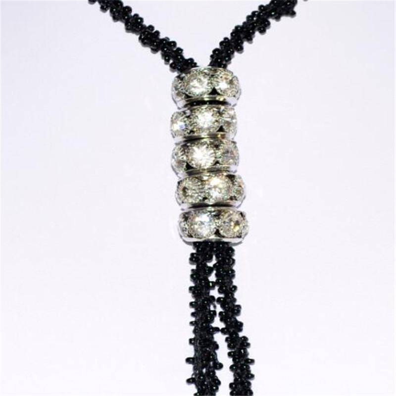 Элегантное винтажное черное с золотым длинное ожерелье-подвеска с кисточкой и дизайном в виде капли воды для женщин