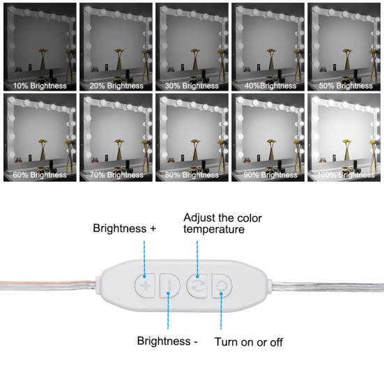 Крепление для косметического зеркала с питанием от USB, 5 светодиодных лампочек для макияжа с присоской