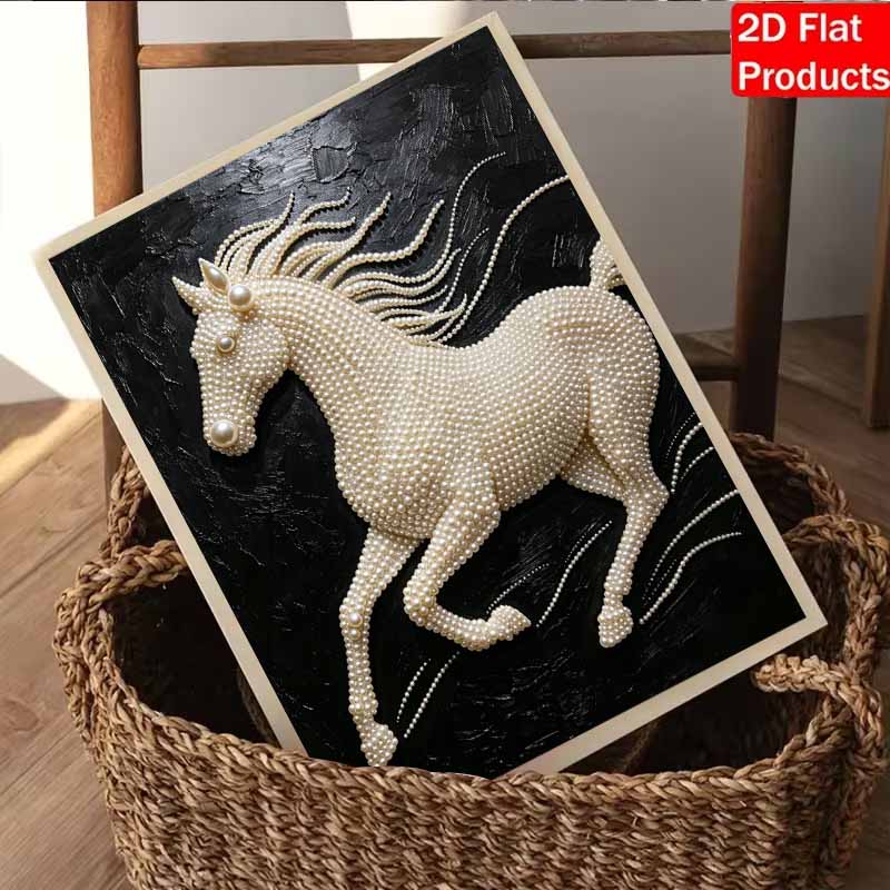Элегантная Белая Бегущая Лошадь Жемчужная Картина 5D DIY Искусство Жемчужными Камушками Алмазная Живопись Набор для Взрослых/Новичков Идеи для Подарков Домашний Декор Настенное Искусство