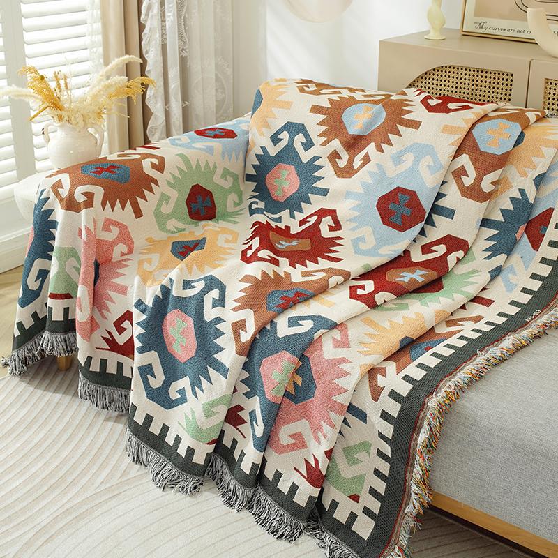 Чехол для дивана в стиле ретро в японском стиле, пледы для гостиной, парная позиция, летний кемпинг, пикник, чехол для одеяла Maneki-neko