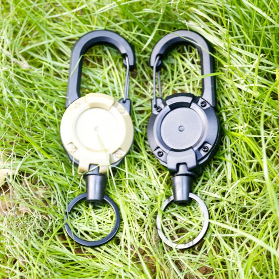 1/8Pcs Retractable Keychain with Steel Wire Rope Carabiner Badge Reel Holder Clip Key Ring Heavy Duty Outdoor Camping Climbing Anti-lost Buckle