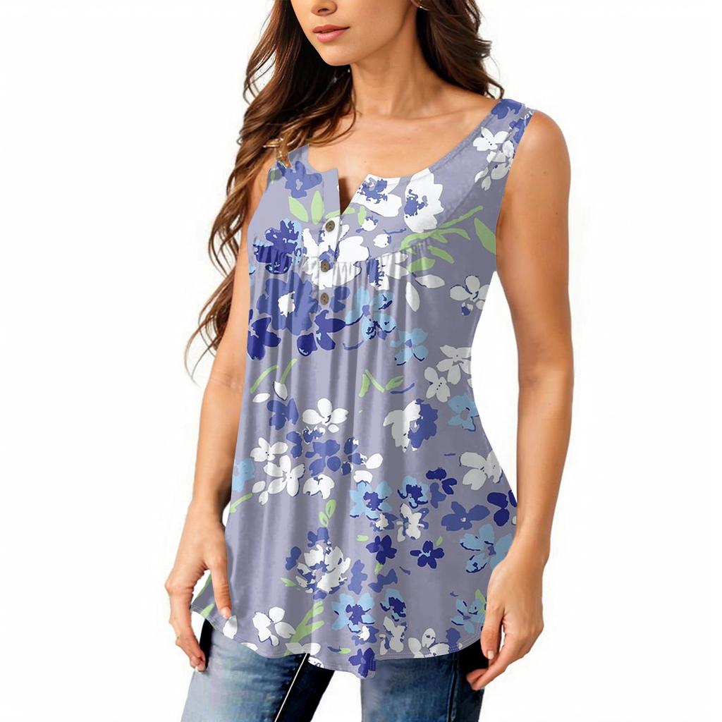 Женская мода плиссированная безрукавка повседневная футболка жилет топ на пуговицах