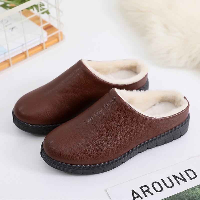 2025 новые зимние домашние зимние ПУ термо хлопковые тапочки пара бесшумных домашних мужских и женских тапочек из ТПР