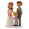 FIGURINE COUPLE MARIÉS AVEC GARÇON 16CM Multicolore