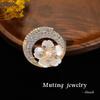 Elegant Rhinestone-Embellished Brooch: High-End Circular Corsage & Anti-Exposure Pin with Alloy Buckle for Clothing Accessories