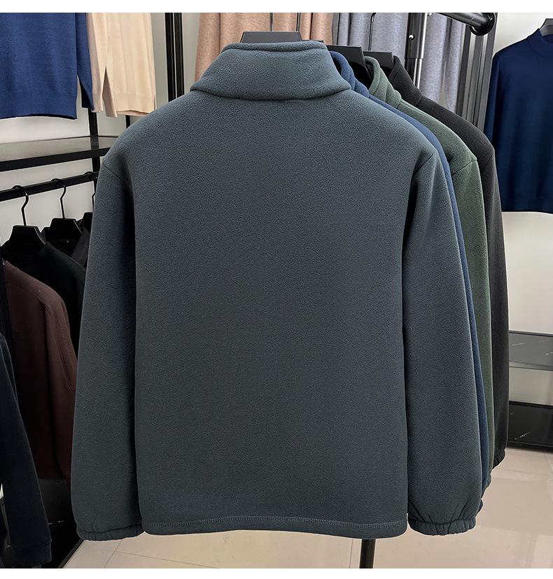 Woodpecker Men's Winter Polar Fleece Stand Collar Hoodie Double-Sided Berber Fleece Shell Jacket