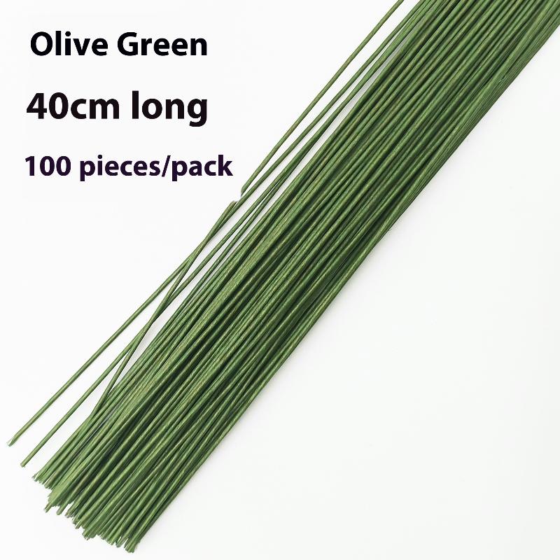 100 шт. Флористические проволочные стебли 40 см Искусственная зеленая цветочная проволока DIY Флористический материал Проволочные стебли Аксессуары Растение Домашний декор