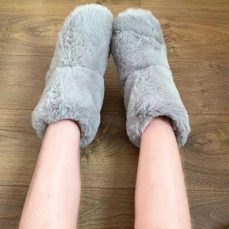 Indoor Women's Slipper Boots Winter Fur Contton Warm Plush Indoor Flat Fuzzy Fluffy Female Room House Shoes Flip Flop Ladies Slide