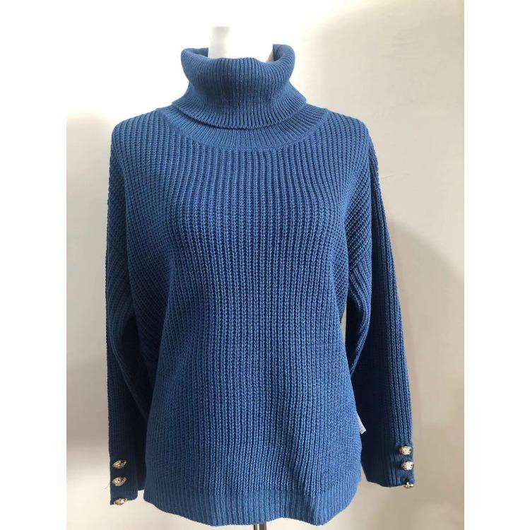 Autumn and Winter Women's Sweater Solid Color High Neck Knit Pullover Casual Fashion Sweater