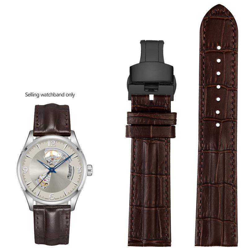 Ремешок для часов из натуральной кожи для Hamilton Khaki Field Jazz H70605731/H32705521 Мужской ремешок для часов из воловьей кожи Браслет 20 мм 22 мм