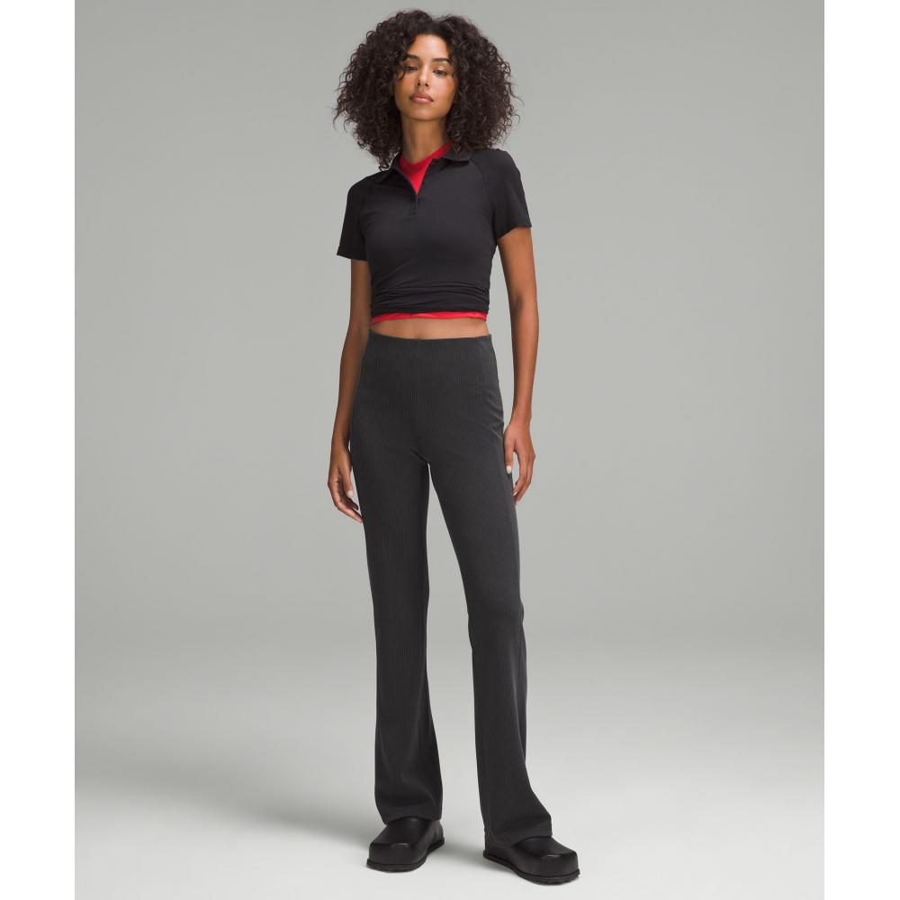 Lululemon Мягкие брюки-клеш в рубчик Softstreme, обычная посадка, черный