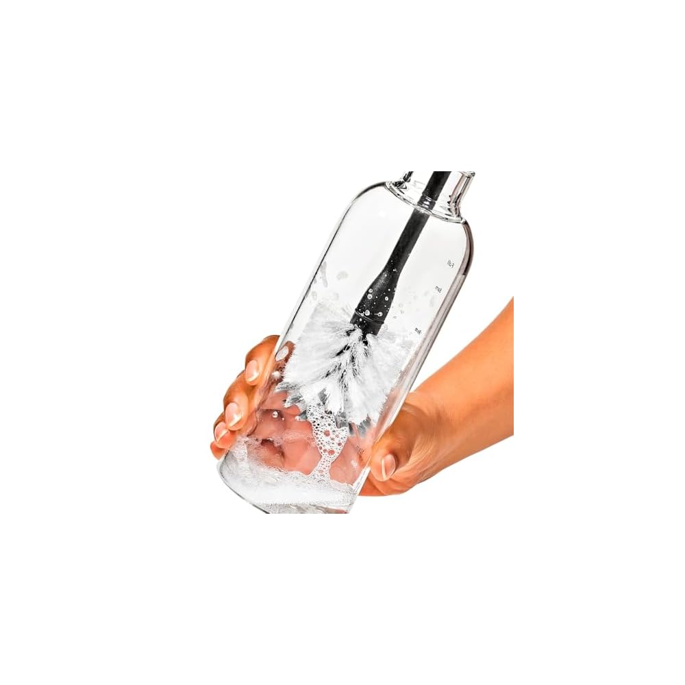OXO Bottle Brush - Water Bottle Cleaner, Replaceable Brush, Matte Stainless Steel, Long Handle,