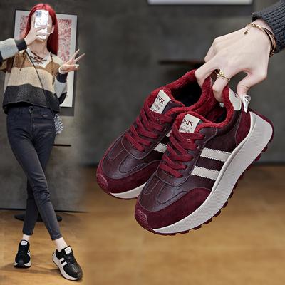 Инс корейская версия новых бархатных туфель Форрест Гамп женские 2025 зима студенческие спортивные папины кроссовки платформа повседневная обувь BN027