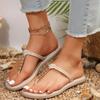 Fashion 2024 High Quality Ladies Shoes Shallow Women's Slippers Fashion String Bead Beach Slippers Women New Peep Toe Flat Slippers