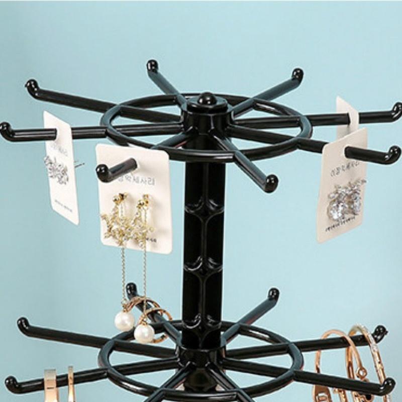 Вращающаяся пластиковая стойка для хранения серег, подвеска для браслетов и ожерелий, стойка для демонстрации серег, маленькая стойка для ювелирных изделий, подставка для колец для волос, поднос для ювелирных изделий