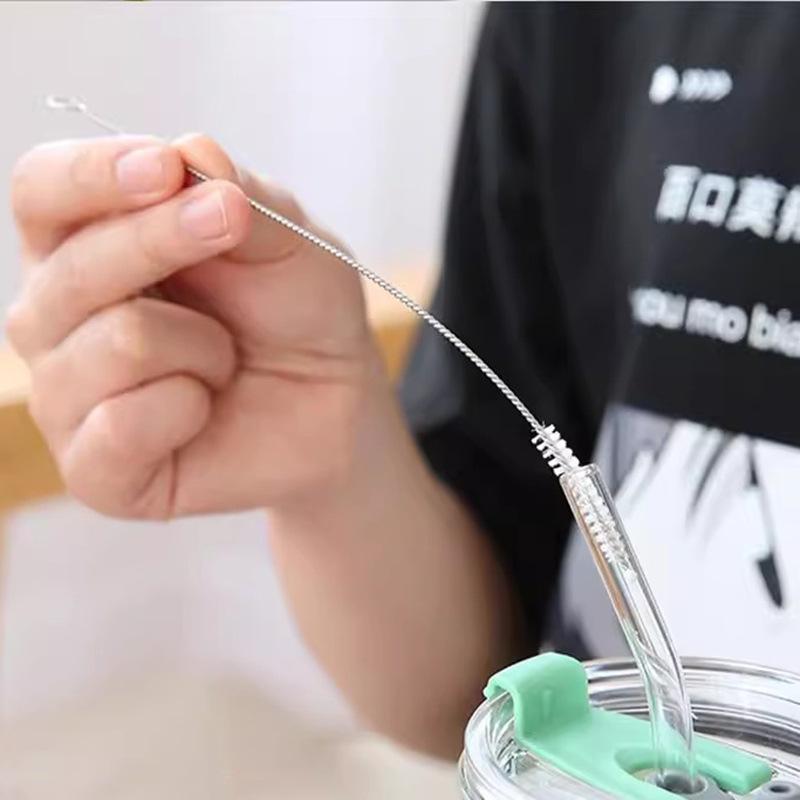 Направляющая щетка Щетка для чистки соломинок из нержавеющей стали Щетка для чашек, Спиральная щетка для пробирок Щетка для зазоров, Щетка для соломинок с мягкой щетиной