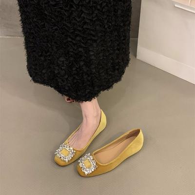 Внутренняя часть из замши со стразами, французские маленькие одинарные туфли, женская обувь, новые весенние и осенние вечерние туфли 2025 года, черные туфли для поездок на работу