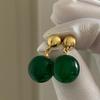 New Chinese-Style Trendy Green Agate Ball Stud Earrings For Women'S Personality, Fresh And Fashionable Trend, Versatile Earrings And Earrings.