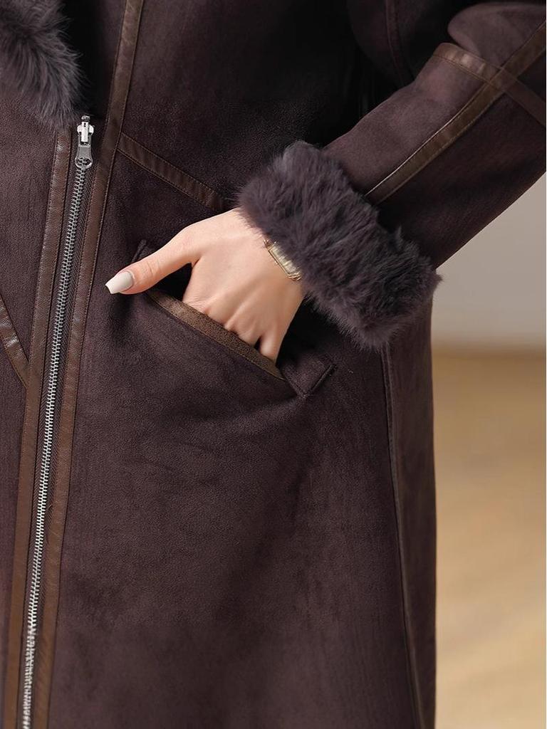 2025 Autumn/Winter New Arrival: Large Lapel Faux Fur Coat for Mid-Aged Women