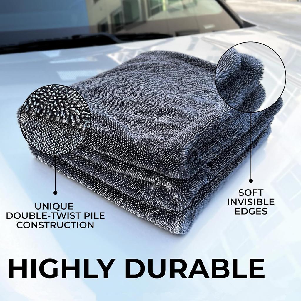 1200GSM 60*90CM Microfiber Car Drying Towel Edgeless Custom Packaging Absorbent Car Towel Twisted Quick-Dry Towel