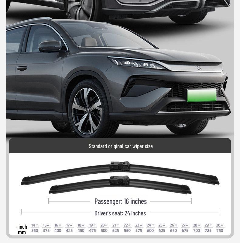 Совместимые бескаркасные дворники для BYD Song PRO DMi - Бесшумные резиновые полоски для переднего и заднего стекол