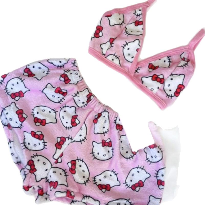 Women's Cute Hello Kitty Tank Top & Shorts Pajama Set - Summer Loungewear Sleepwear for Casual Home Wear
