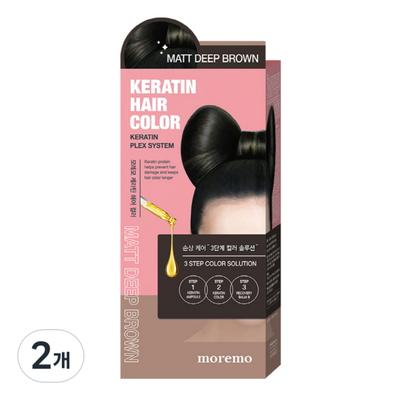 Кератиновая краска для волос, матовый тёмно-коричневый, 2 шт.