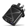 Светодиодная быстрая зарядка 25 Вт с двумя портами и поддержкой PD+QC3.0 для мобильных телефонов - стандарты США/ЕС/Великобритании