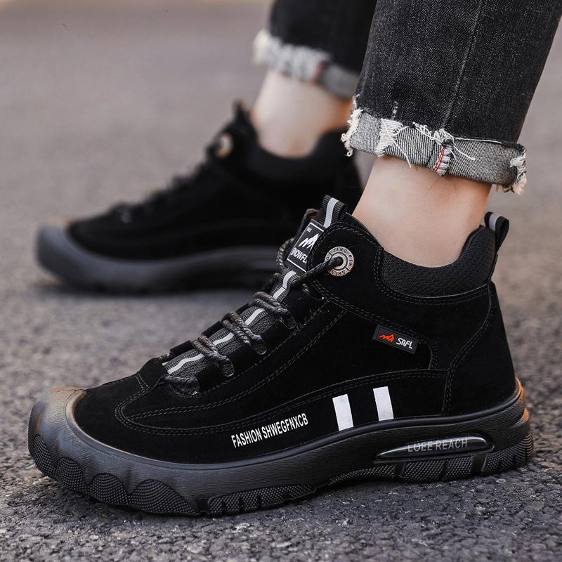 Мужские ботинки осень-зима повседневные спортивные походные ботинки для мужчин рабочие износостойкие теплые удобные нескользящие мужские ботильоны