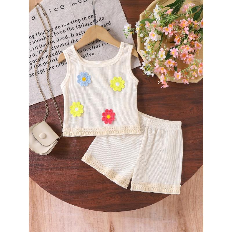 4-7 лет Детская одежда для малышей, детский брючный костюм, спортивный костюм с шортами для девочек, костюм для отдыха из двух частей без рукавов и шорт