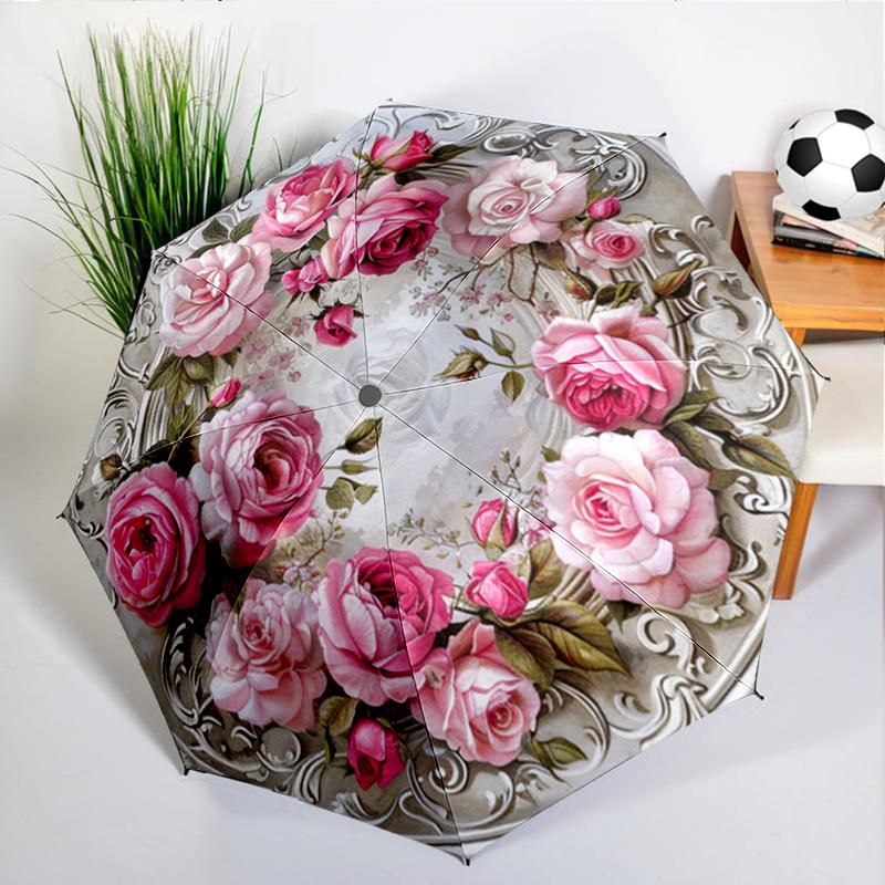 Luxurious Rose Peony Umbrella Automatic Open/close, Sturdy Iron Frame & 8-Rib Struct, Umbrella for Women & Men, Christmas Gifts