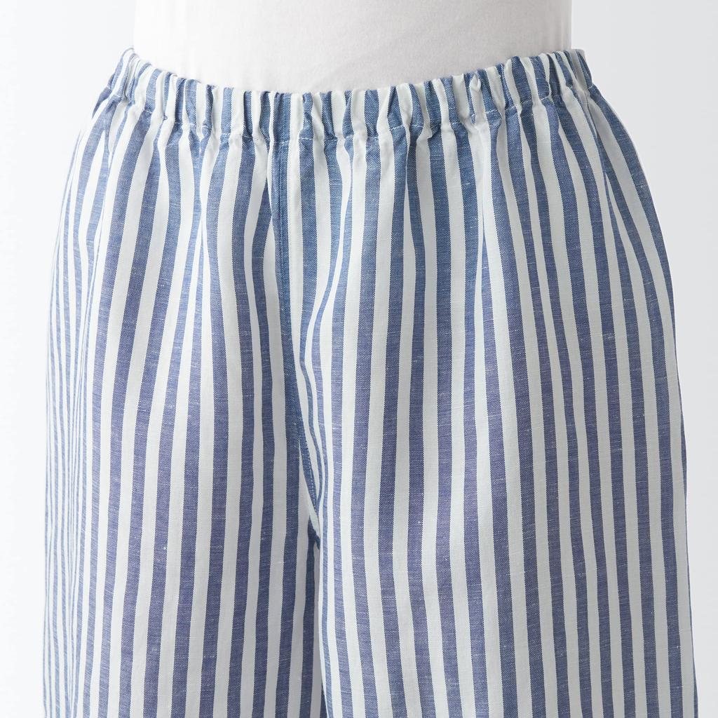 Пижама с короткими рукавами из льна MUJI Naturally Derived Cool Touch Lyocell FDB06A3S Navy Stripe L для женщин