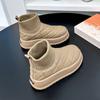 Snow Boots Women's 2024 New Winter Short Tube Warm, Piled and Thickened Knitted High-top Thick-soled Cotton Shoes HZ001