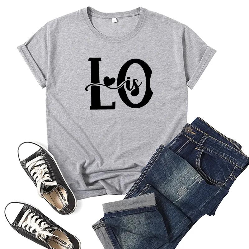 Splicing LOVE Heart Print Парная футболка с коротким рукавом и круглым вырезом, свободная футболка King Queen, футболка для любителей моды, топы, одежда