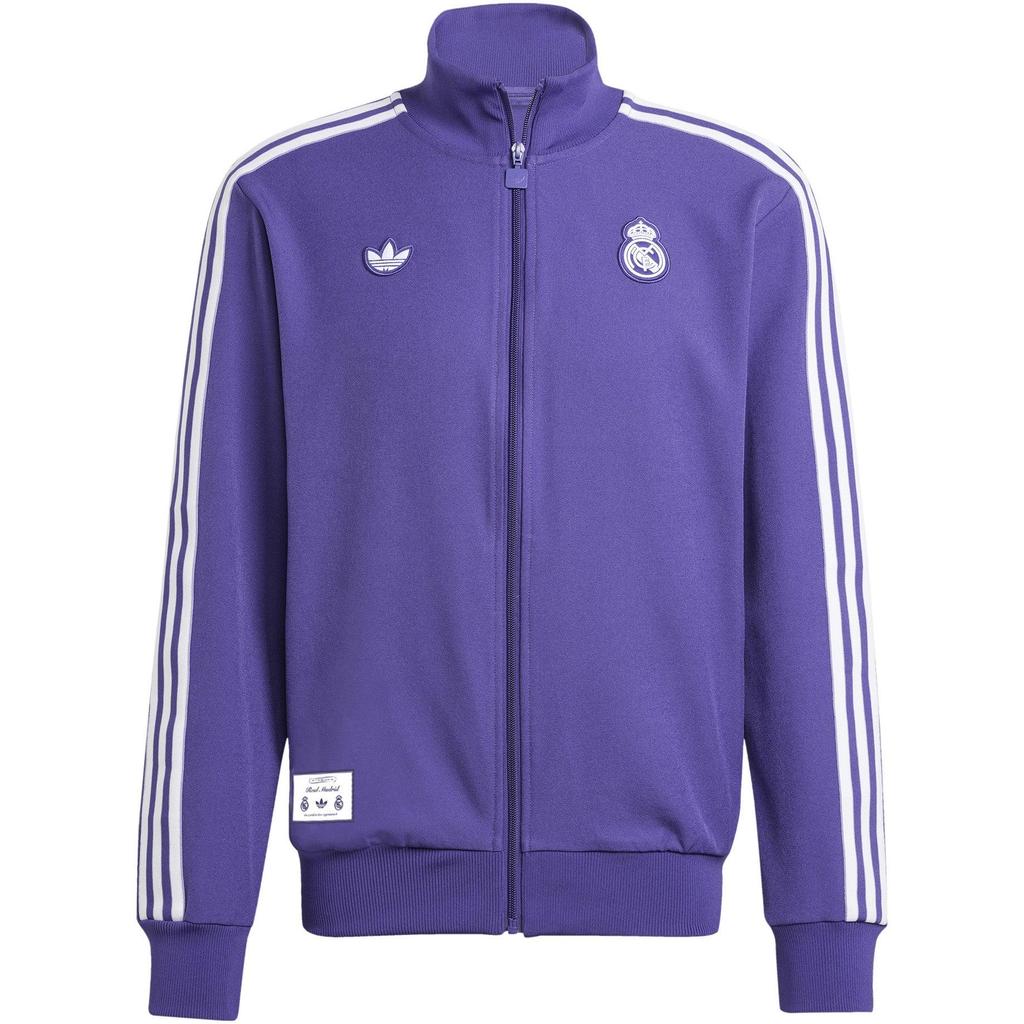 Adidas Originals Real Madrid Football Sports Casual Comfortable Classic Striped Retro Stand Collar Jacket Men Jacket Purple JF2582