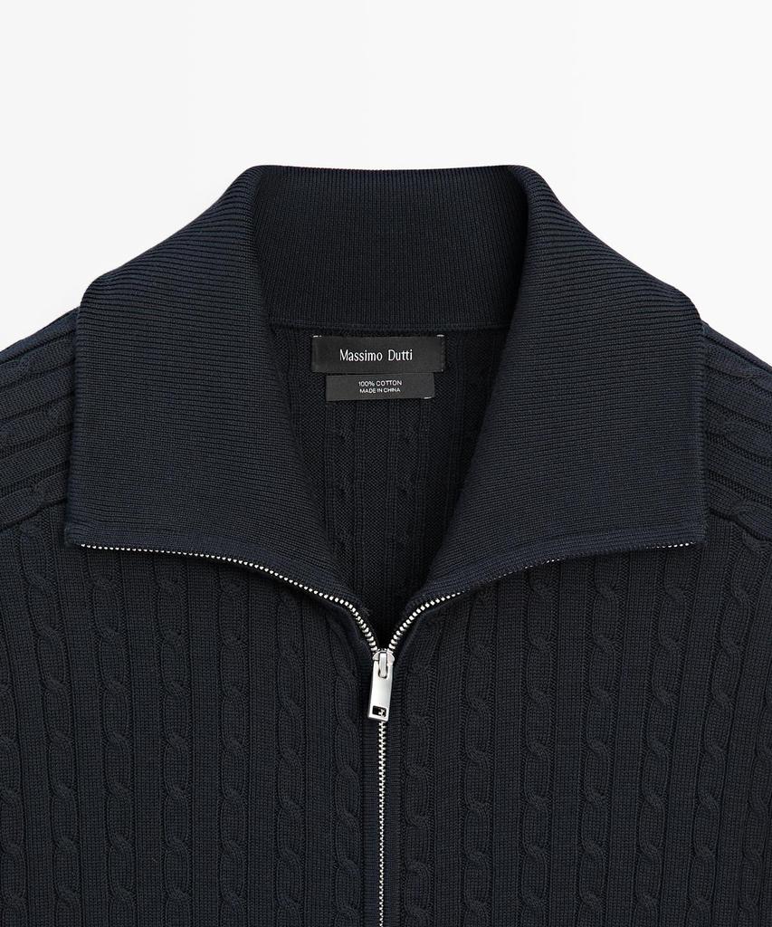 Хлопковый кардиган на молнии с косами Massimo Dutti