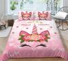 Unicorn Bedding Single Double Bed Full-size Cartoon Unicorn Printed Pillowcase and Quilt Cover 2 or 3 Home Decoration for Girls and Children's Room