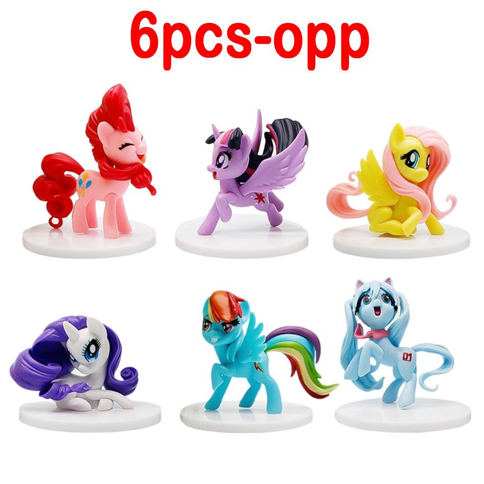 Модель My Little Pony Фигурки Фигурки Действия Игрушка Мультфильм Аниме Пинки/Флаттершай/Сумеречная Искорка Кукла Украшение Подарок