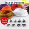 Snap Button Lazy Clip Shoelaces - Versatile for Kids, Adults, Men, Women - Black & White - Free Tie - Free Elastic