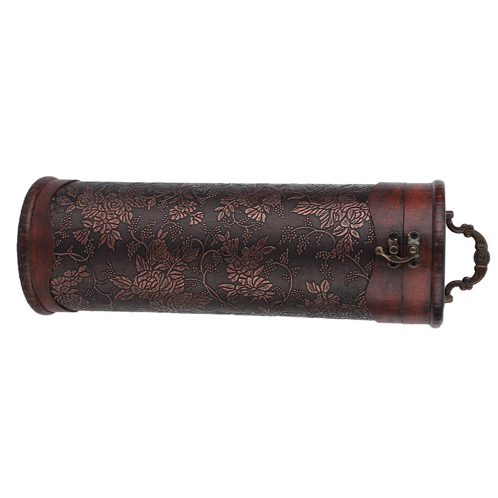 Portable Vintage Round Wood Single Red Wine Storage Box With Handle Retro Gift