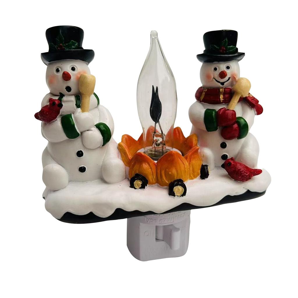 Christmas Night Light, 3D Christmas Snowman Nightlight, Christmas Eve Flickering Night Light Gifts For Family, 120V Plug-in Powered For Festiv