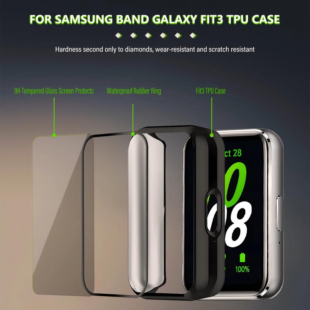 Case+Stainless Steel Strap For Samsung Galaxy Fit 3 Full Protective Screen Case For Samsung Galaxy Fit 3 Metal Band Accessories