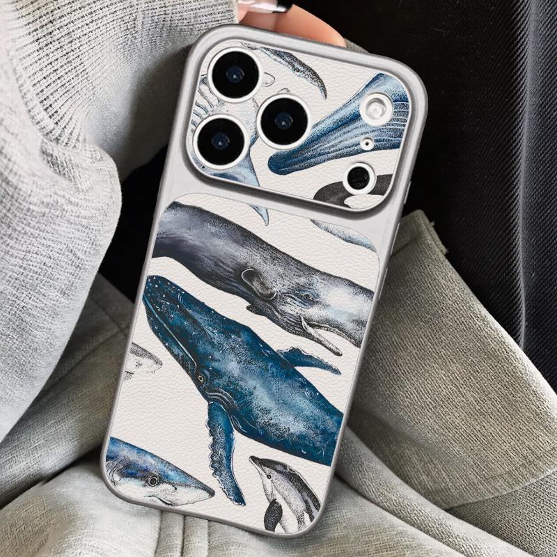 Сине-белый чехол-шнурок для серфинга с волнами из кожи для iPhone 18 Pro Max 17 16 15 14 13 Pro Max, роскошный гибридный чехол из ТПУ+ПУ, противоскользящий, мягкий