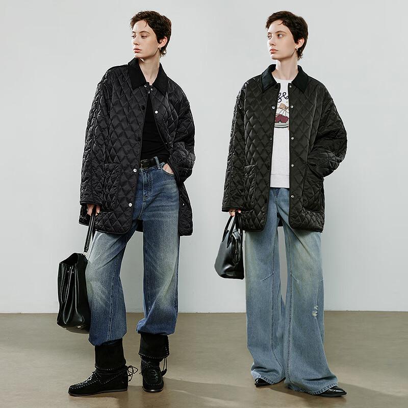 Женская утепленная рабочая куртка Chuyu 2025 года с ромбовидной стежкой и кристаллами