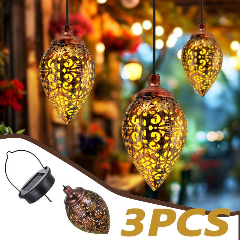 Уличный солнечный проекционный светильник в форме капли воды – Водонепроницаемый и полый для сада, патио, лестницы, забора, улицы, ландшафта