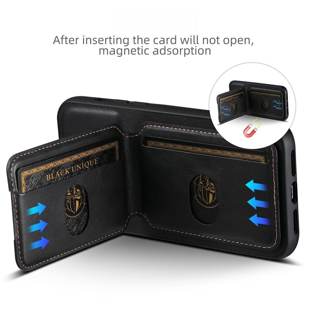 Кожаный чехол для телефона с отделением для карт и подставкой для iPhone 16 Plus, Apple 14, Samsung S25 Ultra и Google 9 Pro