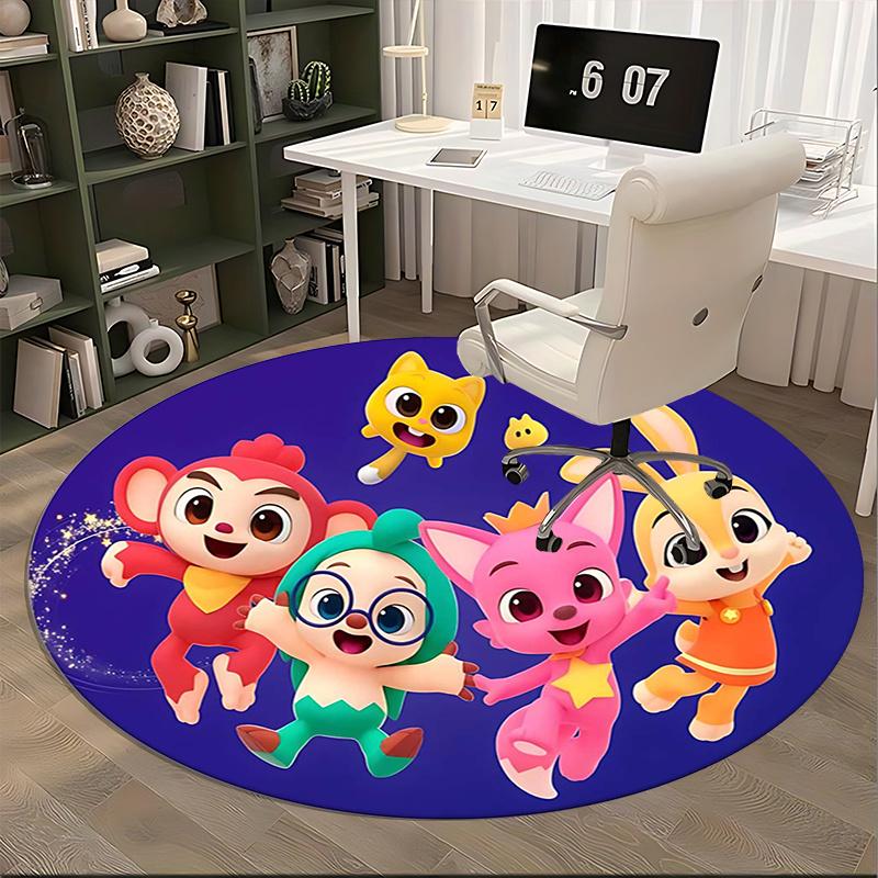 Коврик для стула Pororo, Круглый ковер - Ковер для офиса, Машинная стирка, Нескользящий, Подходит для гостиных, спален